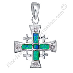 Cross Rosary / Cross Pendant 925 Sterling Silver, Created Opal