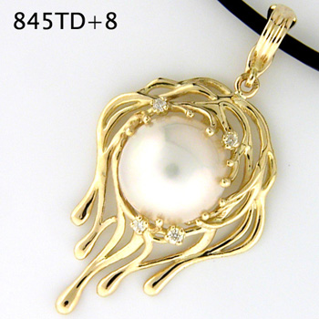 Tree of Life Pendant 14K Gold, Pearl and Diamonds