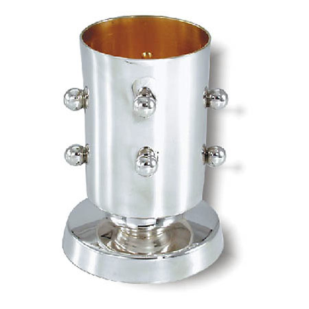 balls on cylinder -  925 Silver Kiddush cup