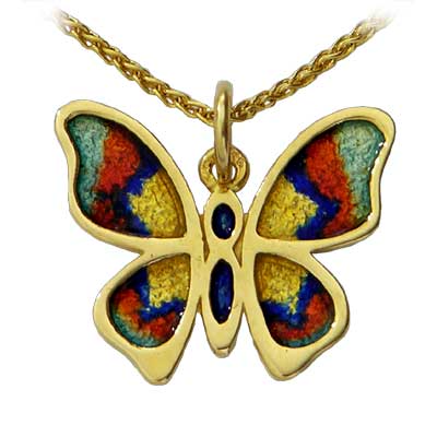 14K Gold enamel butterfly