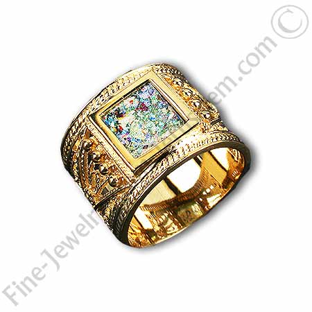 14K gold Roman glass ring