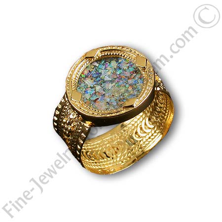 14K gold Roman glass ring